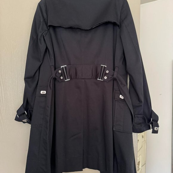 Excellent Trendy Trench Coat Belt Cotton Small 4 Above Knee Animal Print Lining - Picture 7 of 10